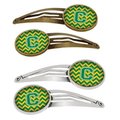 Carolines Treasures Letter C Chevron Green and Gold Barrettes Hair Clips, Set of 4, 4PK CJ1059-CHCS4